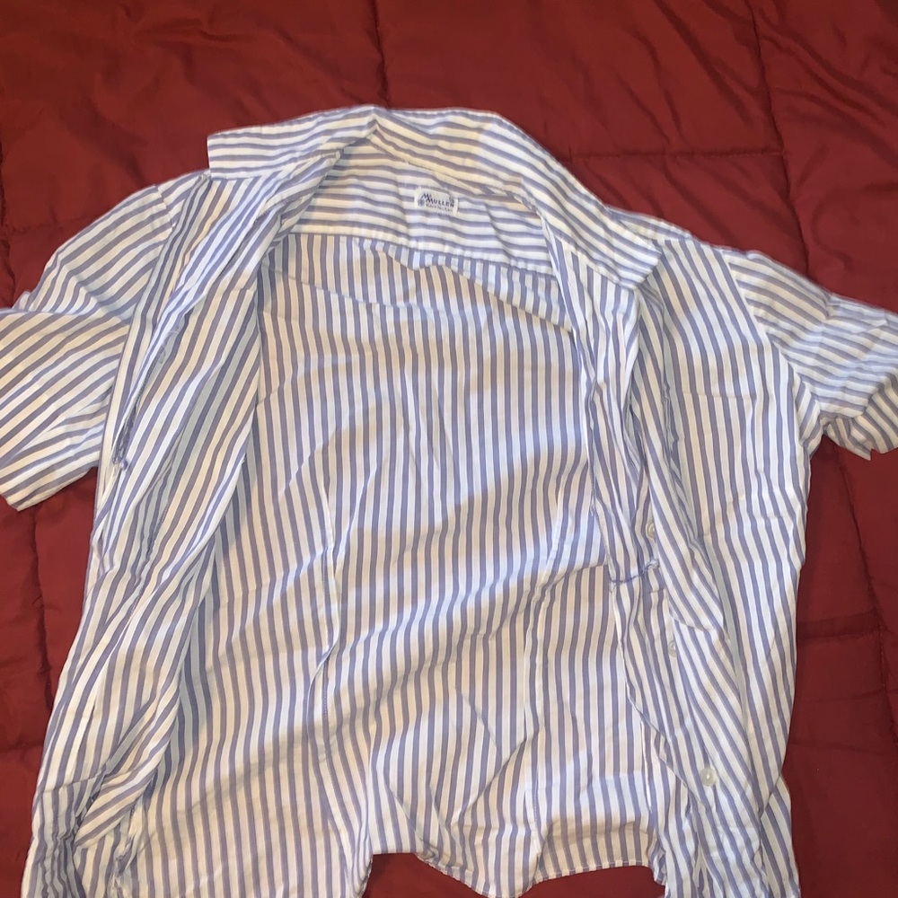 thrifted blue and white striped shirt